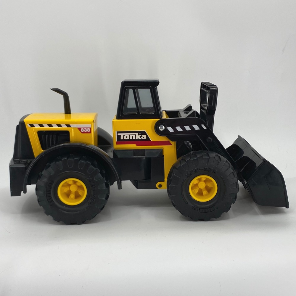 Tonka 838 Front End Loader Yellow Black Steel Construction Vehicle Toy 19 Inch